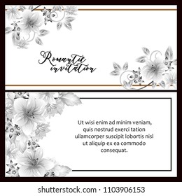 Romantic invitation. Wedding, marriage, bridal, birthday, Valentine's day.