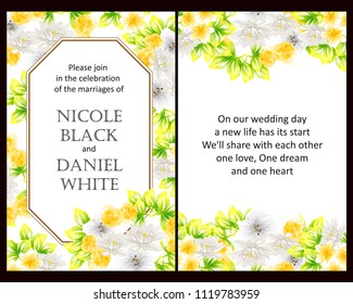 Romantic invitation. Wedding, marriage, bridal, birthday, Valentine's day.