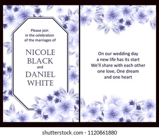 Romantic invitation. Wedding, marriage, bridal, birthday, Valentine's day.