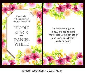 Romantic invitation. Wedding, marriage, bridal, birthday, Valentine's day.