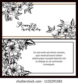 Romantic invitation. Wedding, marriage, bridal, birthday, Valentine's day.