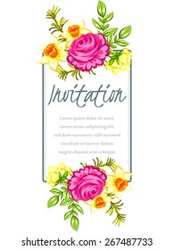 Romantic invitation. Wedding, marriage, bridal, birthday, Valentine's day. Isolated.