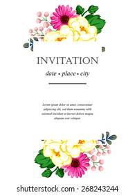 Romantic invitation. Wedding, marriage, bridal, birthday, Valentine's day. Isolated.