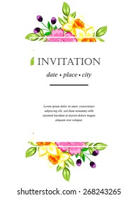 Romantic invitation. Wedding, marriage, bridal, birthday, Valentine's day. Isolated.