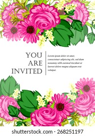 Romantic invitation. Wedding, marriage, bridal, birthday, Valentine's day. Isolated.