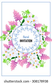 Romantic invitation. Wedding, marriage, bridal, birthday, Valentine's day. Isolated.