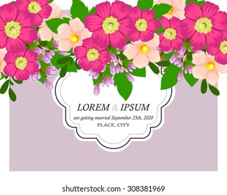 Romantic invitation. Wedding, marriage, bridal, birthday, Valentine's day. Isolated.