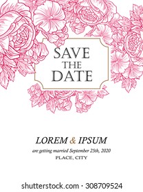Romantic invitation. Wedding, marriage, bridal, birthday, Valentine's day. Isolated.