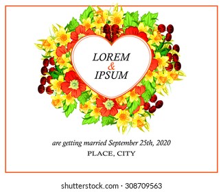 Romantic invitation. Wedding, marriage, bridal, birthday, Valentine's day. Isolated.