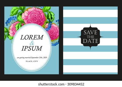Romantic invitation. Wedding, marriage, bridal, birthday, Valentine's day. Isolated.
