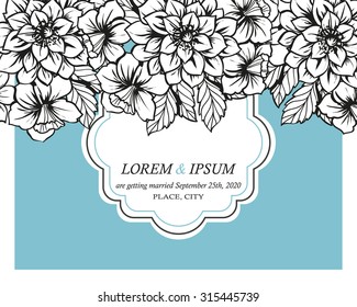 Romantic invitation. Wedding, marriage, bridal, birthday, Valentine's day. Isolated.