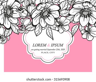 Romantic invitation. Wedding, marriage, bridal, birthday, Valentine's day. Isolated.