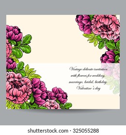 Romantic invitation. Wedding, marriage, bridal, birthday, Valentine's day.