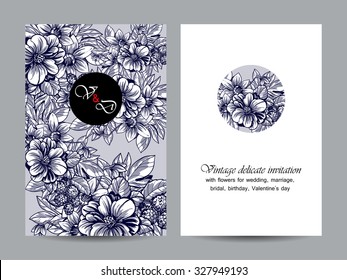 Romantic invitation. Wedding, marriage, bridal, birthday, Valentine's day.