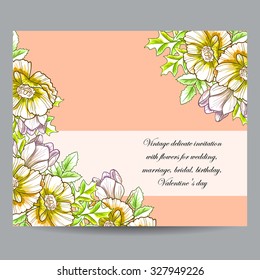 Romantic invitation. Wedding, marriage, bridal, birthday, Valentine's day.