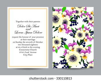 Romantic invitation. Wedding, marriage, bridal, birthday, Valentine's day. Isolated.