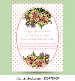 Romantic invitation. Wedding, marriage, bridal, birthday, Valentine's day. Isolated.