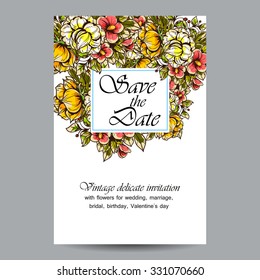 Romantic invitation. Wedding, marriage, bridal, birthday, Valentine's day. Isolated.