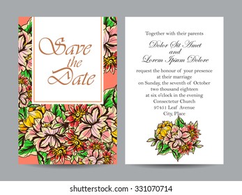 Romantic invitation. Wedding, marriage, bridal, birthday, Valentine's day. Isolated.