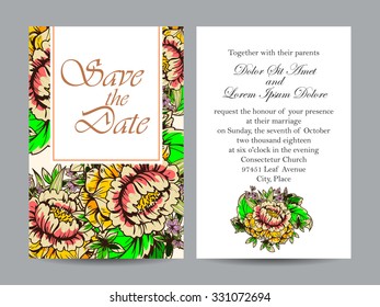 Romantic invitation. Wedding, marriage, bridal, birthday, Valentine's day. Isolated.