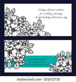 Romantic invitation. Wedding, marriage, bridal, birthday, Valentine's day. Isolated.