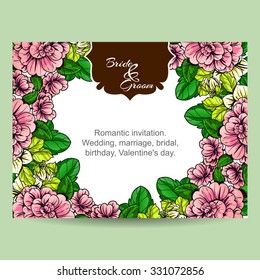 Romantic invitation. Wedding, marriage, bridal, birthday, Valentine's day. Isolated.