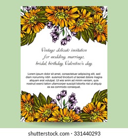 Romantic invitation. Wedding, marriage, bridal, birthday, Valentine's day. Isolated.
