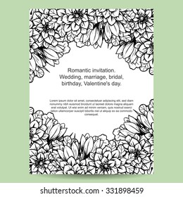 Romantic invitation. Wedding, marriage, bridal, birthday, Valentine's day. Isolated.