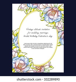 Romantic invitation. Wedding, marriage, bridal, birthday, Valentine's day. Isolated.