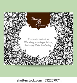 Romantic invitation. Wedding, marriage, bridal, birthday, Valentine's day. Isolated.