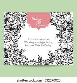 Romantic invitation. Wedding, marriage, bridal, birthday, Valentine's day. Isolated.