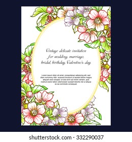 Romantic invitation. Wedding, marriage, bridal, birthday, Valentine's day. Isolated.