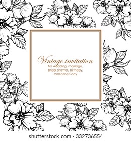 Romantic invitation. Wedding, marriage, bridal, birthday, Valentine's day. Isolated.