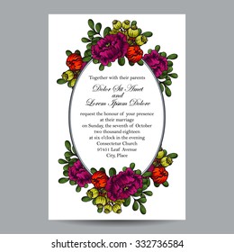 Romantic invitation. Wedding, marriage, bridal, birthday, Valentine's day. Isolated.