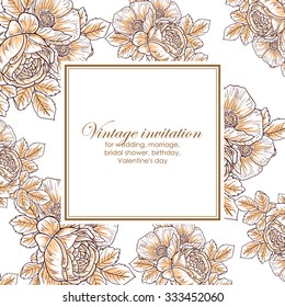 Romantic invitation. Wedding, marriage, bridal, birthday, Valentine's day. Isolated.