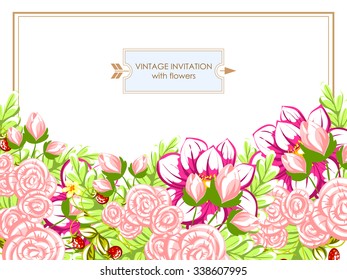 Romantic invitation. Wedding, marriage, bridal, birthday, Valentine's day