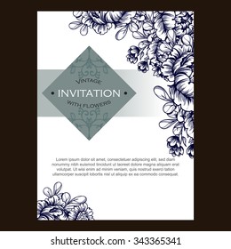 Romantic invitation. Wedding, marriage, bridal, birthday, Valentine's day. Isolated.