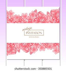 Romantic invitation. Wedding, marriage, bridal, birthday, Valentine's day. Isolated.