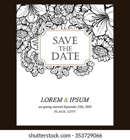 Romantic invitation. Wedding, marriage, bridal, birthday, Valentine's day. 