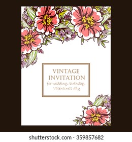 Romantic invitation. Wedding, marriage, bridal, birthday, Valentine's day. Isolated.