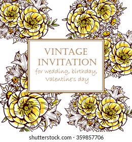 Romantic invitation. Wedding, marriage, bridal, birthday, Valentine's day. Isolated.