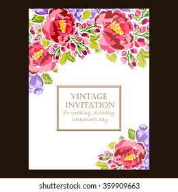 Romantic invitation. Wedding, marriage, bridal, birthday, Valentine's day. Isolated.
