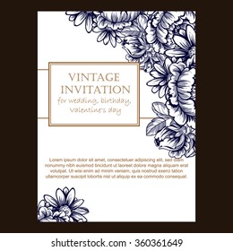 Romantic invitation. Wedding, marriage, bridal, birthday, Valentine's day. Isolated.