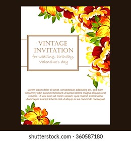 Romantic invitation. Wedding, marriage, bridal, birthday, Valentine's day.