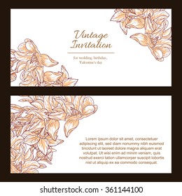 Romantic invitation. Wedding, marriage, bridal, birthday, Valentine's day. 