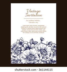 Romantic invitation. Wedding, marriage, bridal, birthday, Valentine's day. 