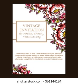 Romantic invitation. Wedding, marriage, bridal, birthday, Valentine's day. 