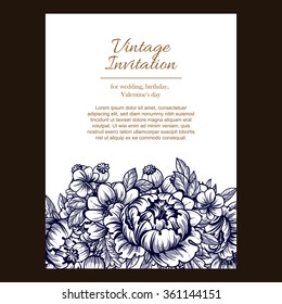 Romantic invitation. Wedding, marriage, bridal, birthday, Valentine's day. 