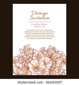 Romantic invitation. Wedding, marriage, bridal, birthday, Valentine's day.