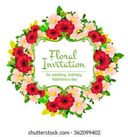 Romantic invitation. Wedding, marriage, bridal, birthday, Valentine's day.